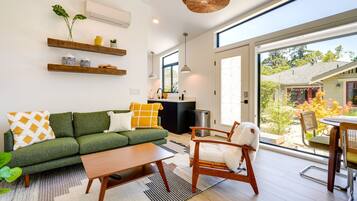 Flat-screen TV, books