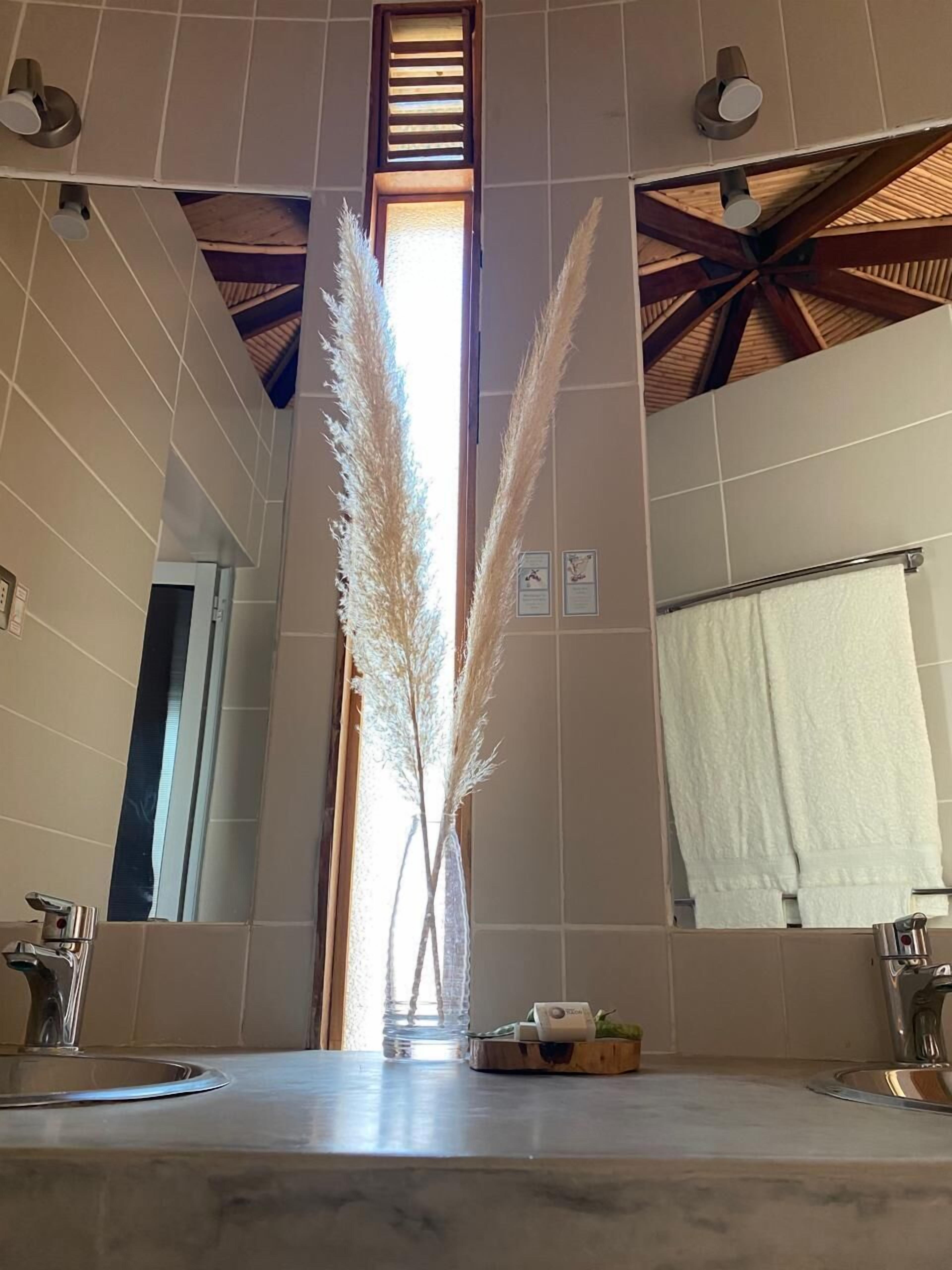 Comfort kamer, 1 twee- of 2 eenpersoonsbedden, uitzicht op de binnenplaats | Badkamer | Een douche, een haardroger, handdoeken, zeep