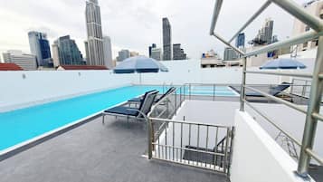 A rooftop pool