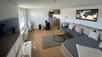 Fernseher, Kamin, Bücher