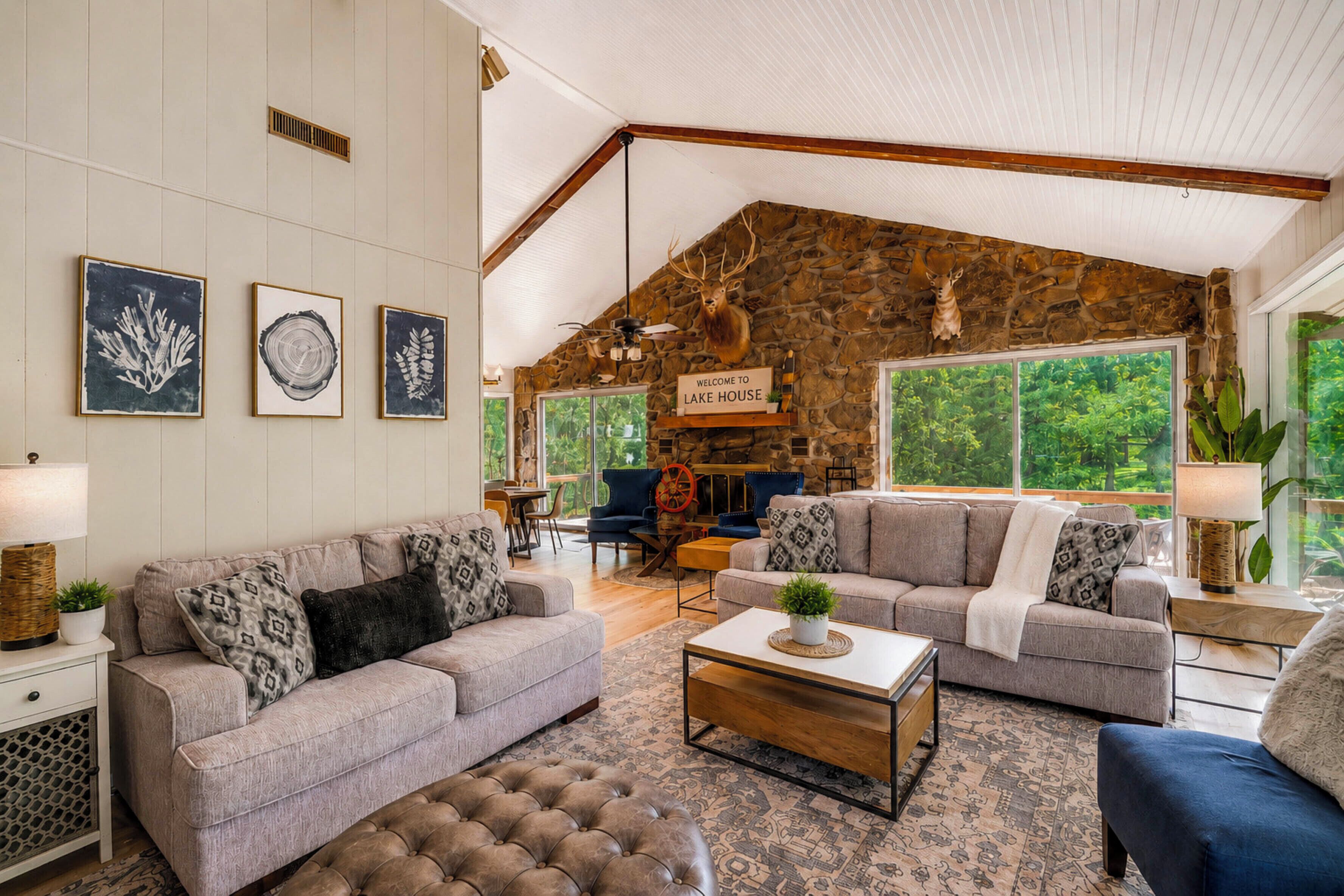 TV, fireplace, video games, offices