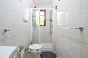 Ducha, secador de pelo y toallas