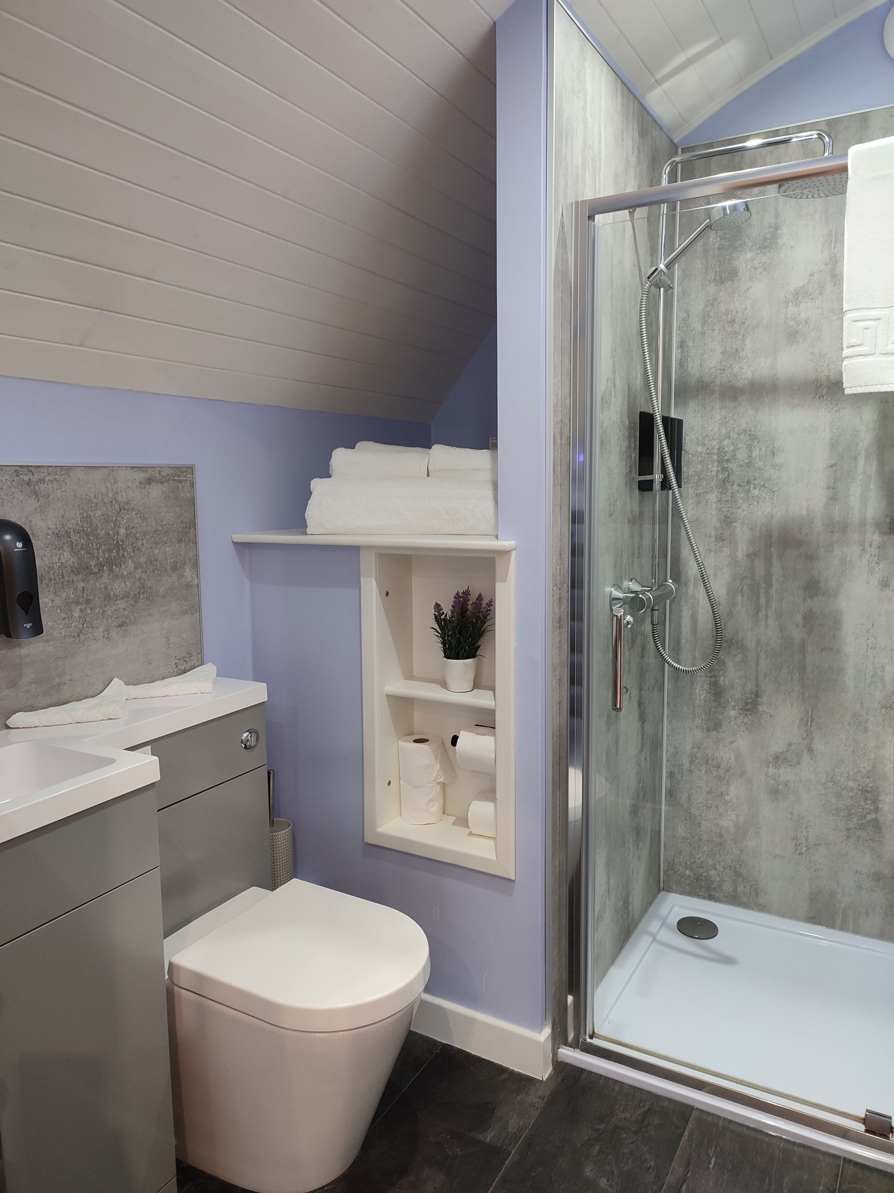 Dusche, Haartrockner, Handtücher