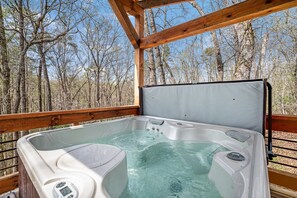 Outdoor spa tub - Rustic Elegance, gated community with its own private riverside park. (Blue Ridge)