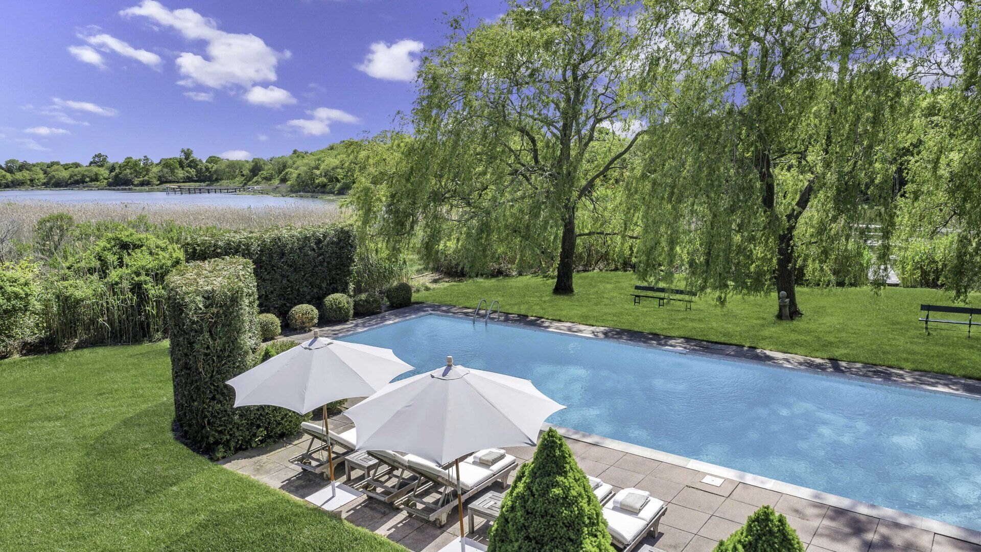 Traditional Waterfront Southampton Home with Private Heated Pool, Close to Town