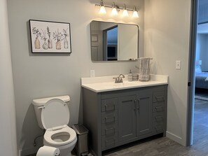 Shower, hair dryer, towels, soap - Driftwood House- Endless Ocean Views (Sitka)