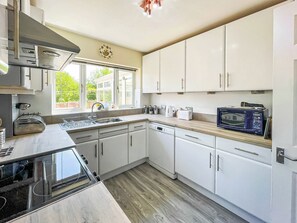 Dishwasher, high chair, cookware/dishes/utensils
