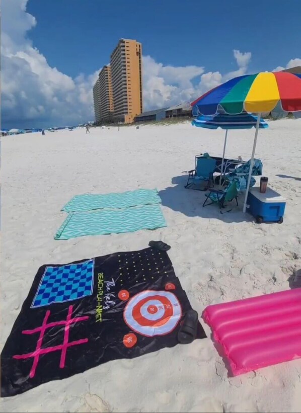 Sun loungers, beach towels