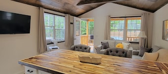 New cabin on private road, 1/2 mile to Seawall Beach and 3 miles to town center.