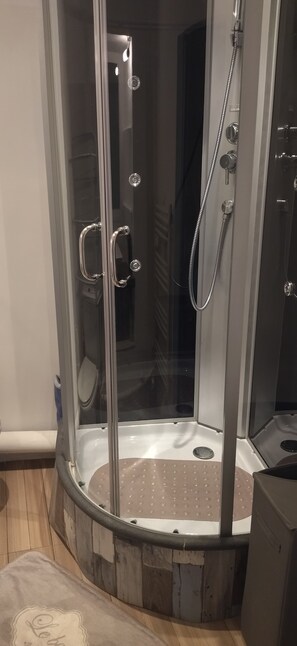 Hair dryer, towels, toilet paper