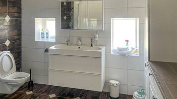 Bathtub, hair dryer