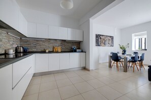 Fridge, microwave, oven, toaster