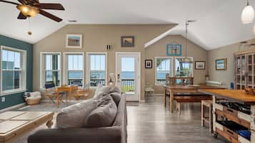 Smart TV, DVD player, books, video library