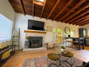 Smart TV, fireplace, video-game console