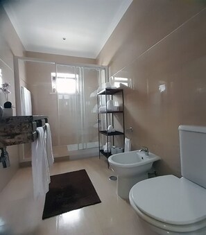 Dusche, Haartrockner, Bidet, Handtücher