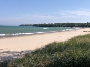 Beach nearby, sun loungers