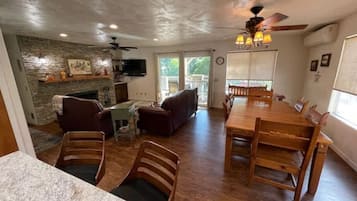 TV, fireplace, table football, offices