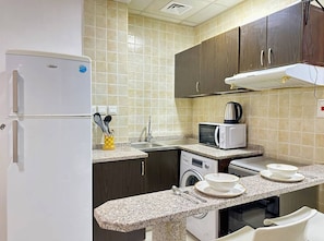 Fridge, stovetop, dishwasher, highchair
