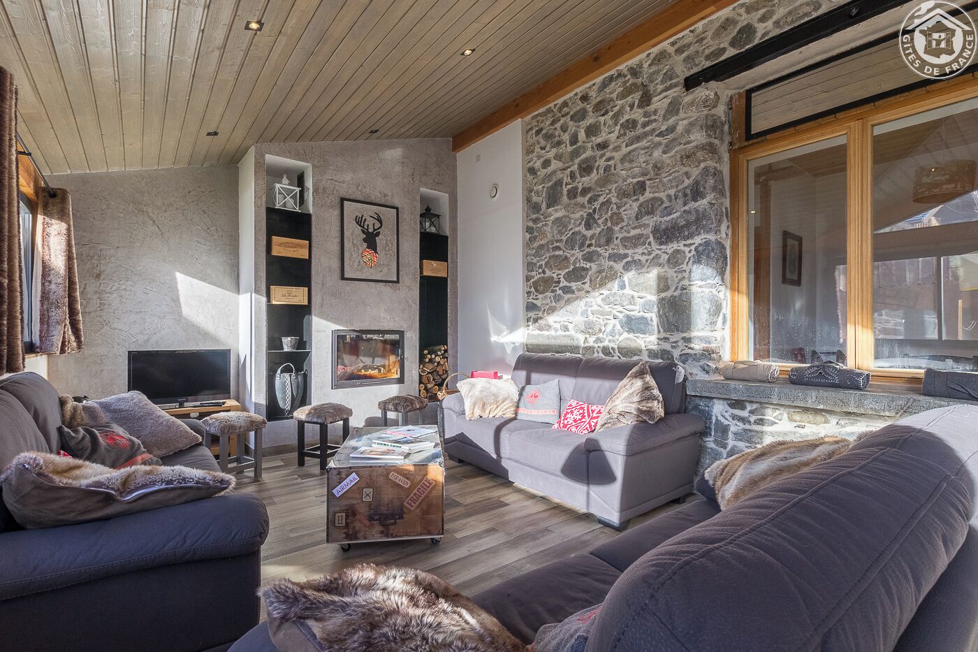 Télévision, cheminée