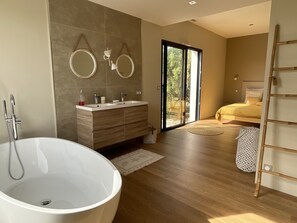 Shower, hair dryer, soap