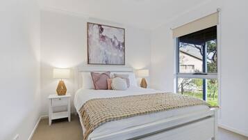 4 bedrooms, iron/ironing board, travel crib, internet