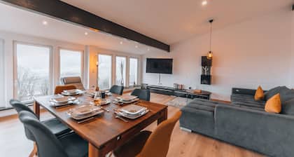 RhönKristall modern terrace house with a far-reaching view