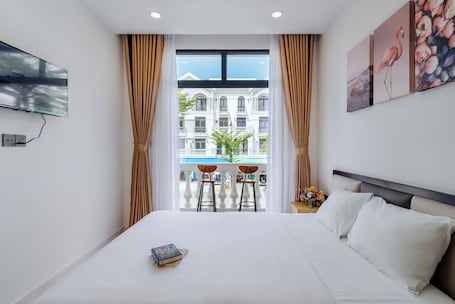 Sábanas de algodón egipcio y ropa de cama de alta calidad . Lalisa Hotel Grand World Phu Quoc