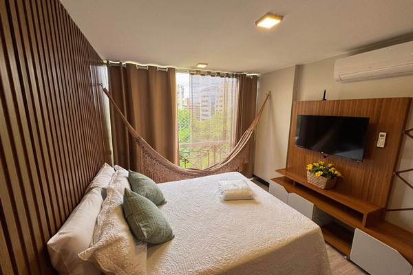 Apartemen | Meja kerja, tirai kedap cahaya, setrika/meja setrika, dan Wi-Fi gratis