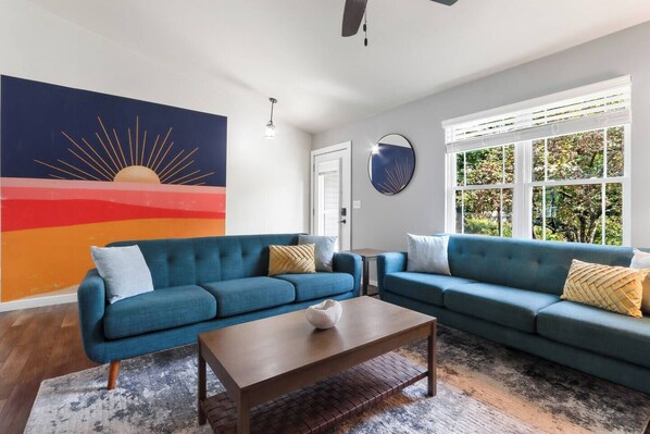 TV, fireplace, video games