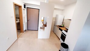 Fridge, dishwasher, electric kettle, toaster