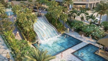 2 buitenzwembaden, gratis zwembadcabana's, parasols voor strand/zwembad
