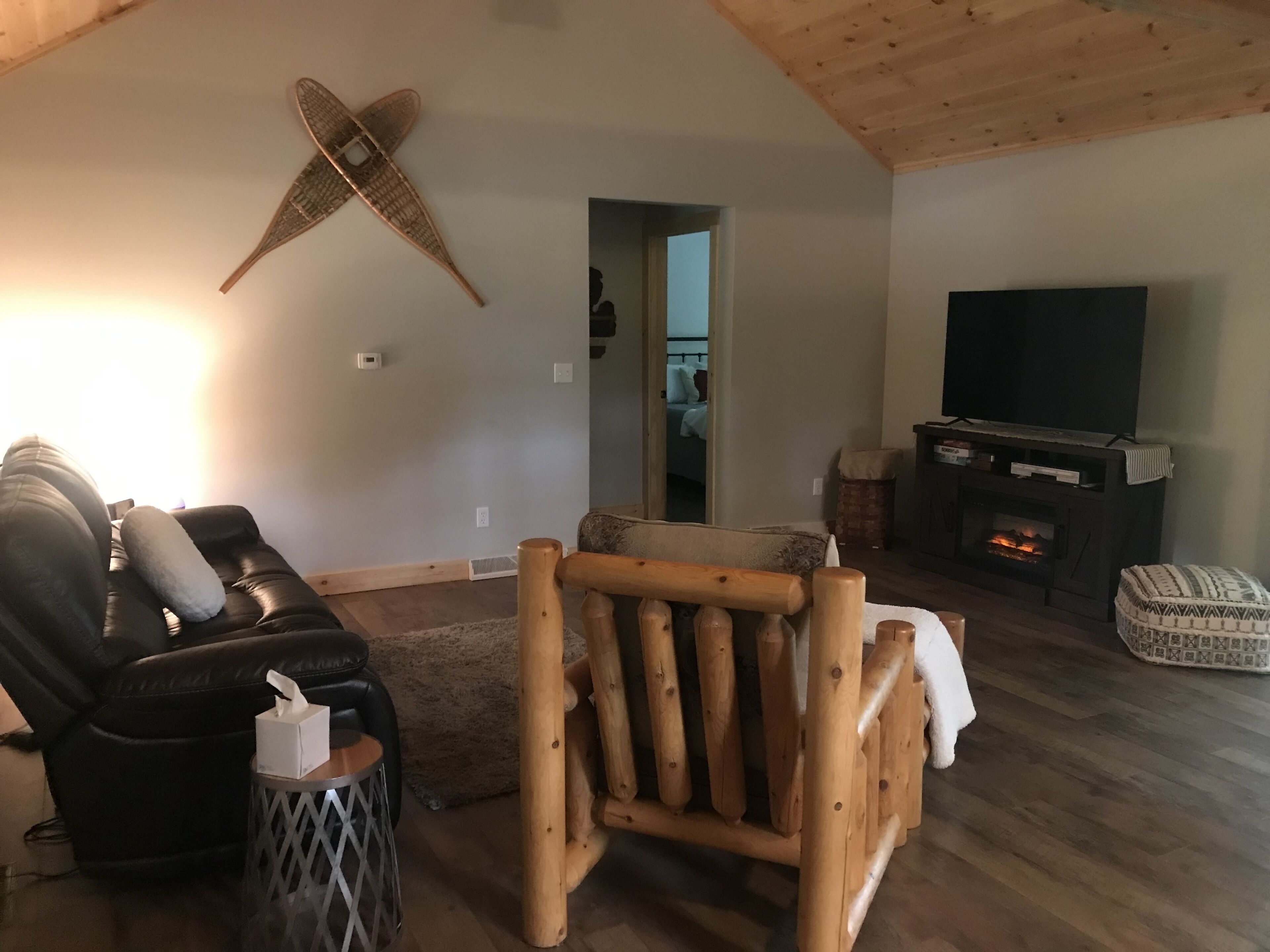 TV, fireplace, DVD player, books