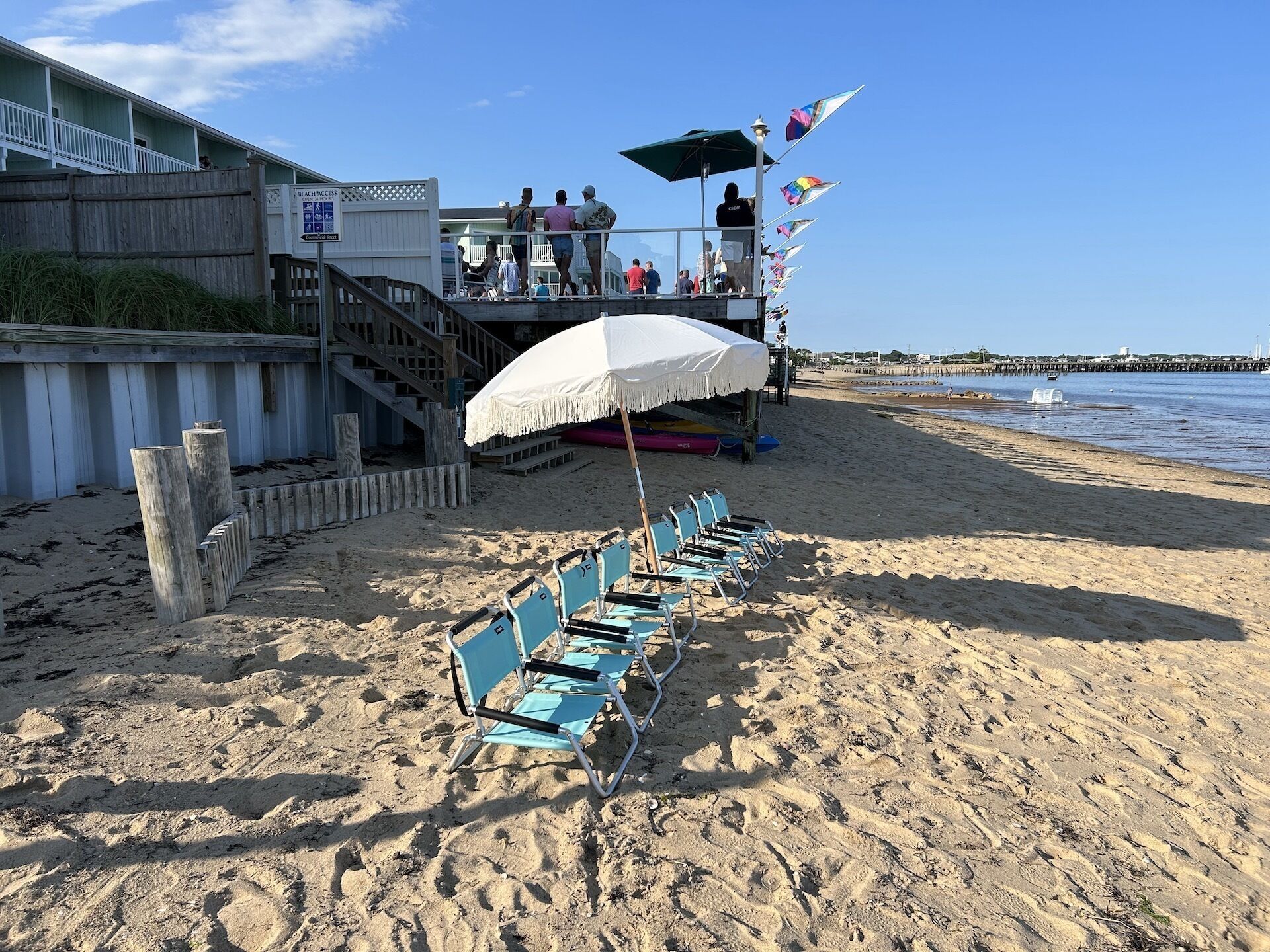 On the beach, sun-loungers, beach towels