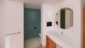 King Accessible Room W/roll-in Shower | Bathroom