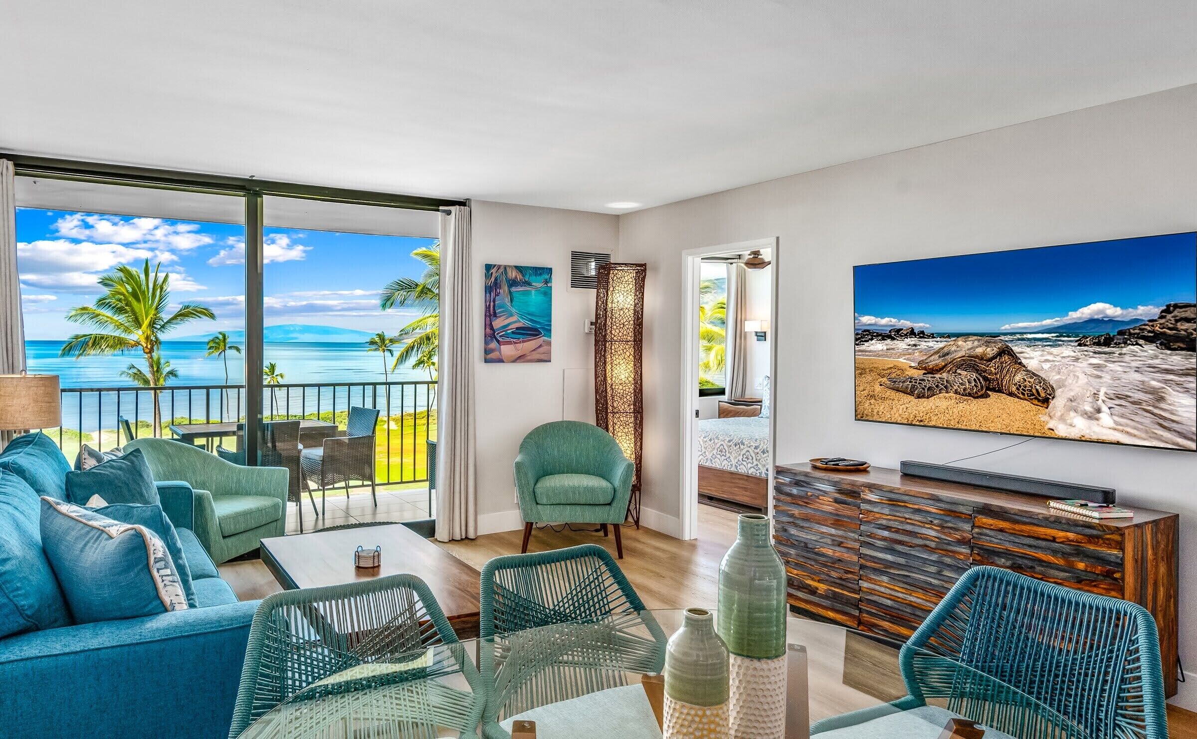 Luxury Condo | Living area | 50-inch Smart TV with cable channels