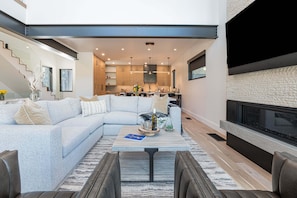 TV, fireplace