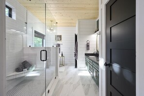 Bathtub, hair dryer, towels