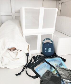 Dusche, Handtücher, Seife, Shampoo