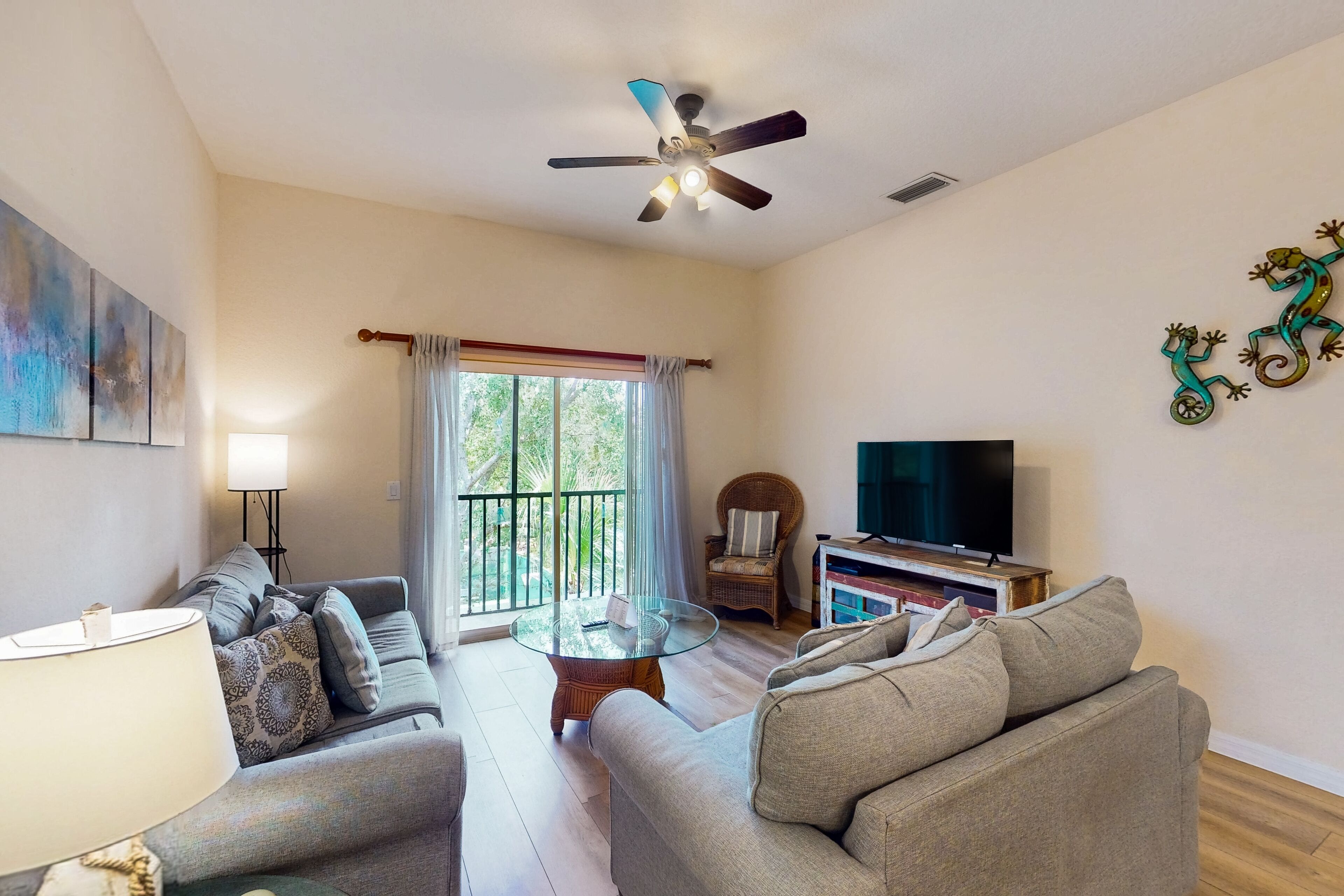 TV, DVD player, table football, ping pong