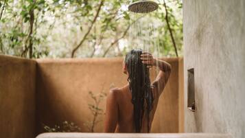 Shower, bidet, towels, soap