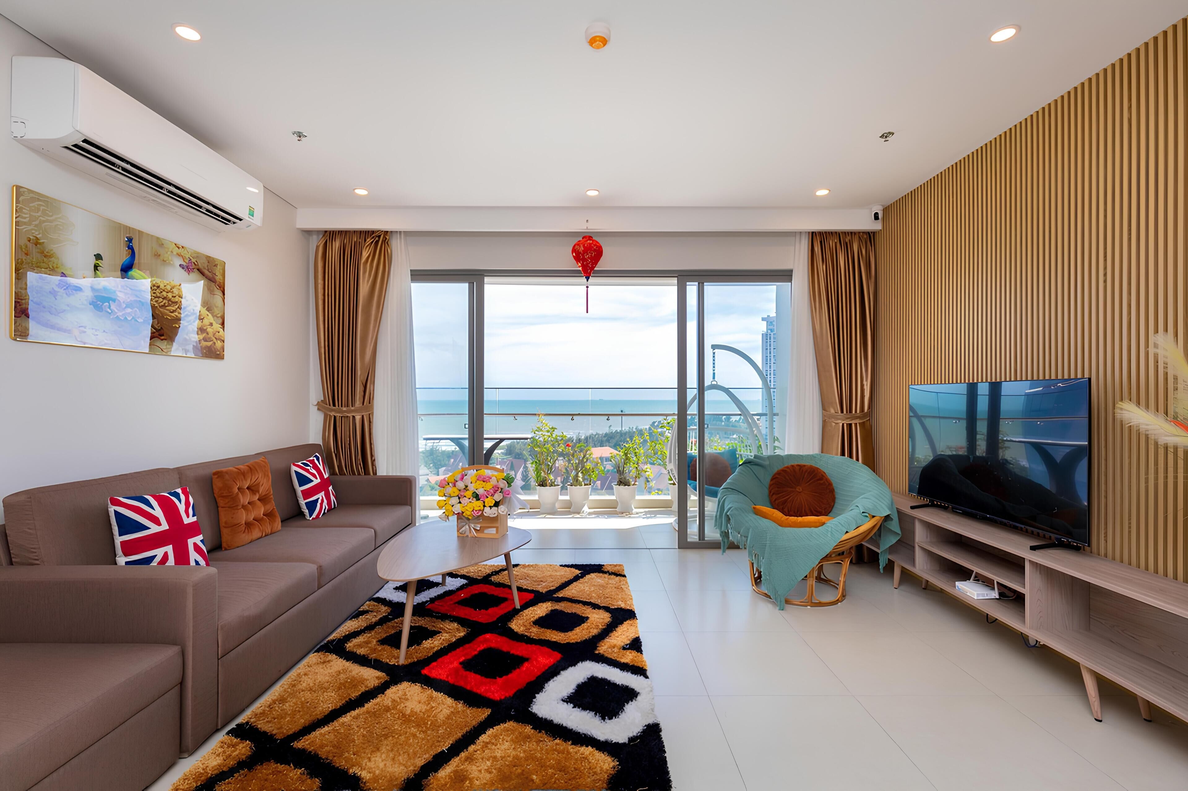 Luxury Apartment, 3 Bedrooms, Balcony, Ocean View | Living area | 48-inch TV with cable channels, table football, ping pong