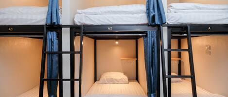 Premium bedding, pillow-top beds, desk, laptop workspace