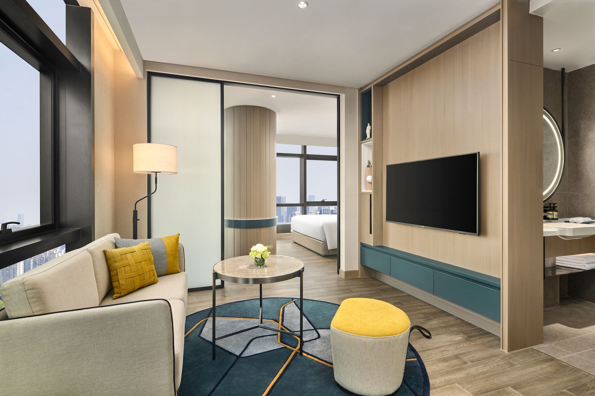 Habitat Corner View Suite | Minibar, in-room safe, desk, iron/ironing board