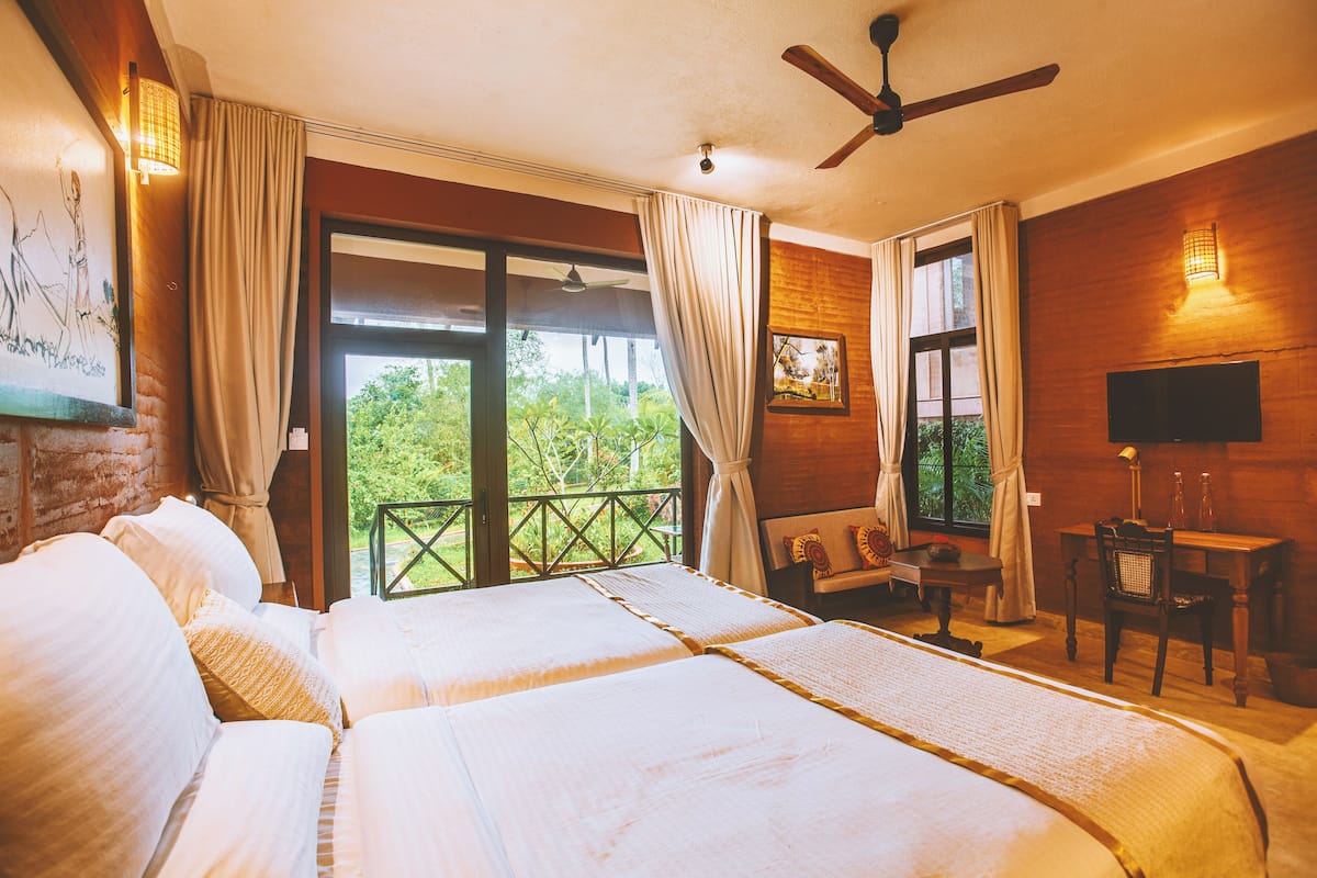In-room safe, desk, laptop workspace, blackout curtains