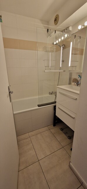 Hair dryer, soap, toilet paper