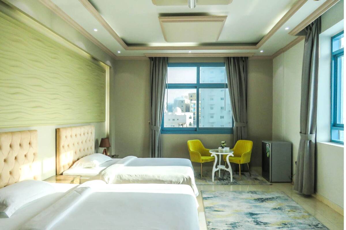 Laptop workspace, free WiFi, bed sheets