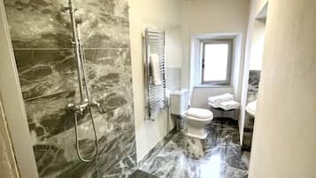 Shower, free toiletries, hair dryer, bathrobes