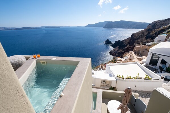Panoramic Studio, Hot Tub, Sea View | Terrace/patio - SantorOia Luxury Suites (Santorini)