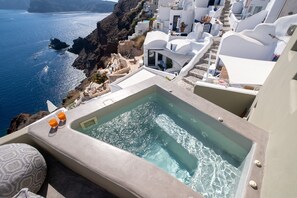 Panoramic Studio, Hot Tub, Sea View | Terrace/patio - SantorOia Luxury Suites (Santorini)