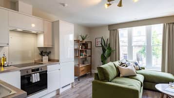 Basic Apartment | Dapur peribadi | Peti sejuk/penyejuk beku saiz penuh, ketuhar gelombang mikro, ketuhar